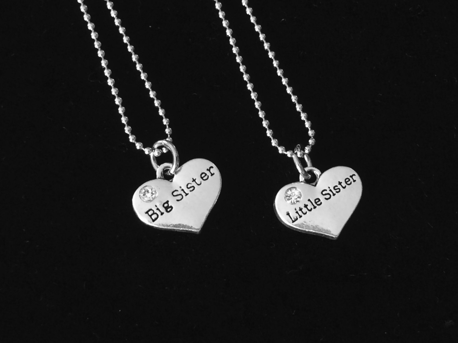.925 Sterling Silver Big Sis, Little Sis, Mom Breakable Heart 3 Piece  Family Pendant Necklace