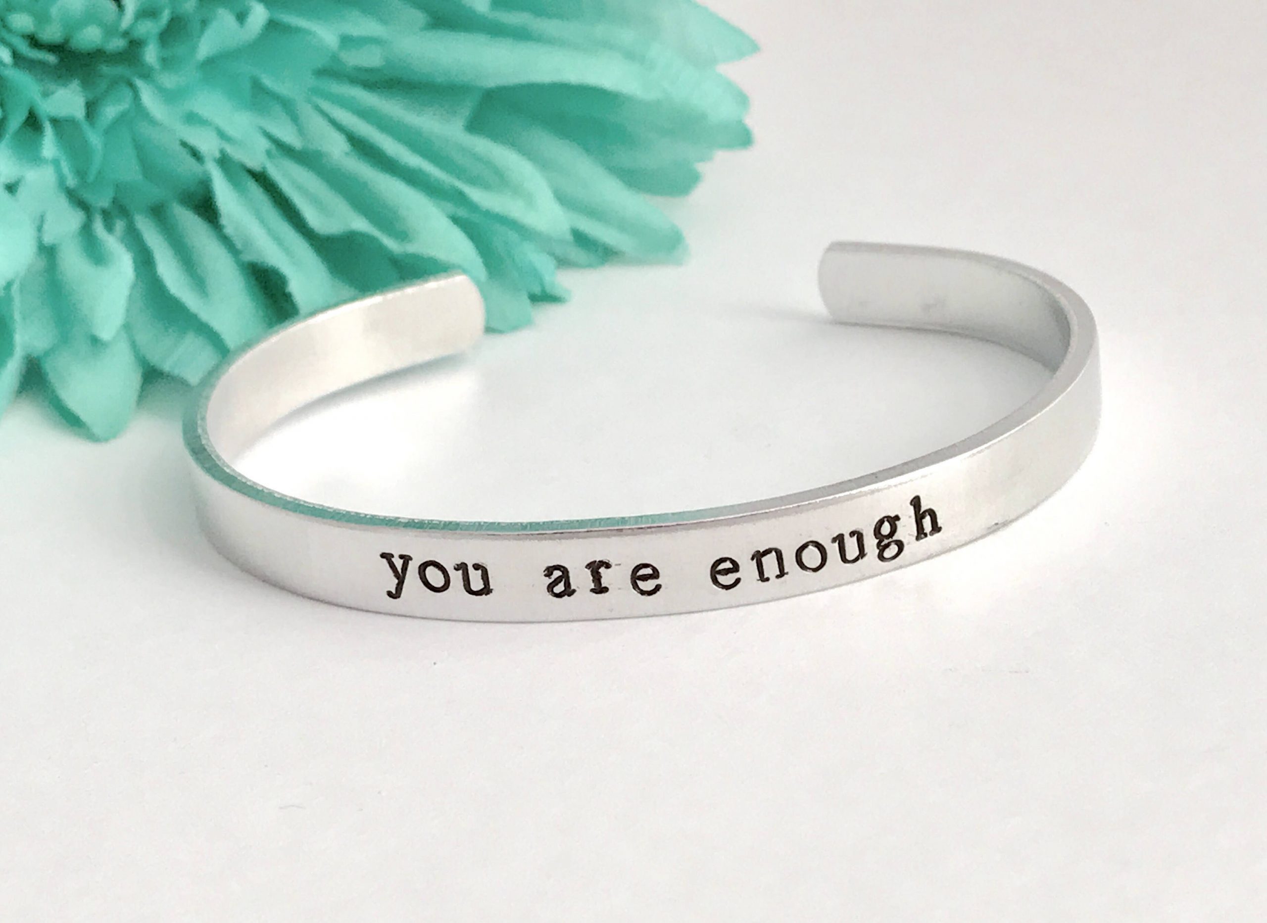 You are enough – cuff bracelet inspirational stamped saying – Hand ...