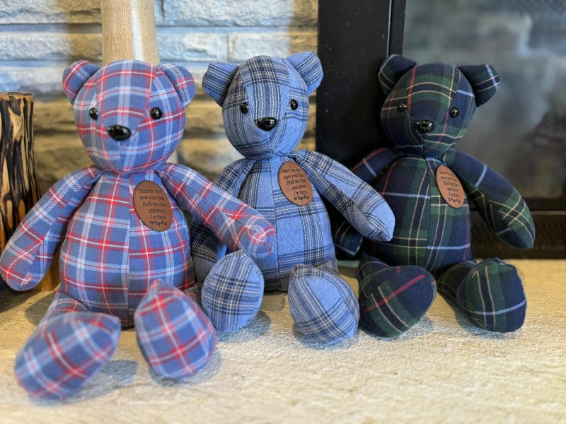 Memory bear, hand sewn from your clothing, loss of loved one’s memory, 15” handmade bear - Image 23