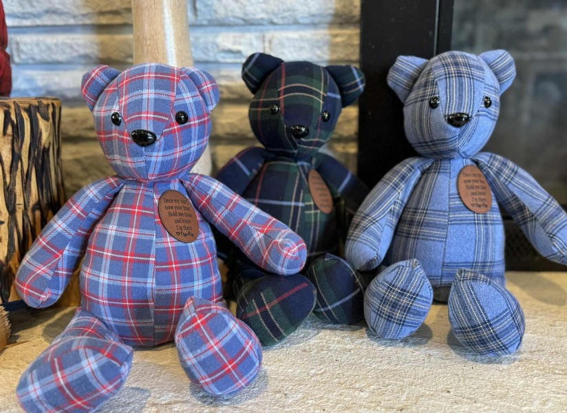 Memory bear, hand sewn from your clothing, loss of loved one’s memory, 15” handmade bear - Image 24