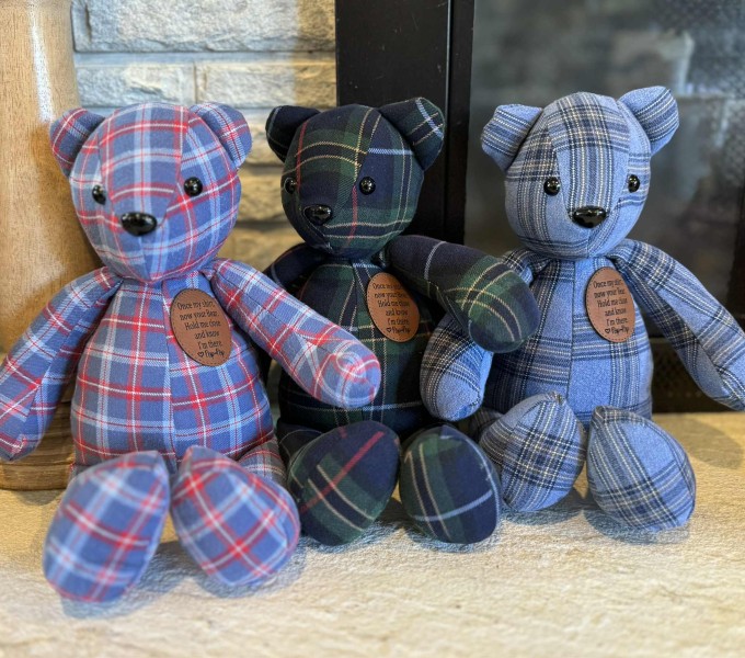 Memory bear, hand sewn from your clothing, loss of loved one’s memory, 15” handmade bear - Image 4
