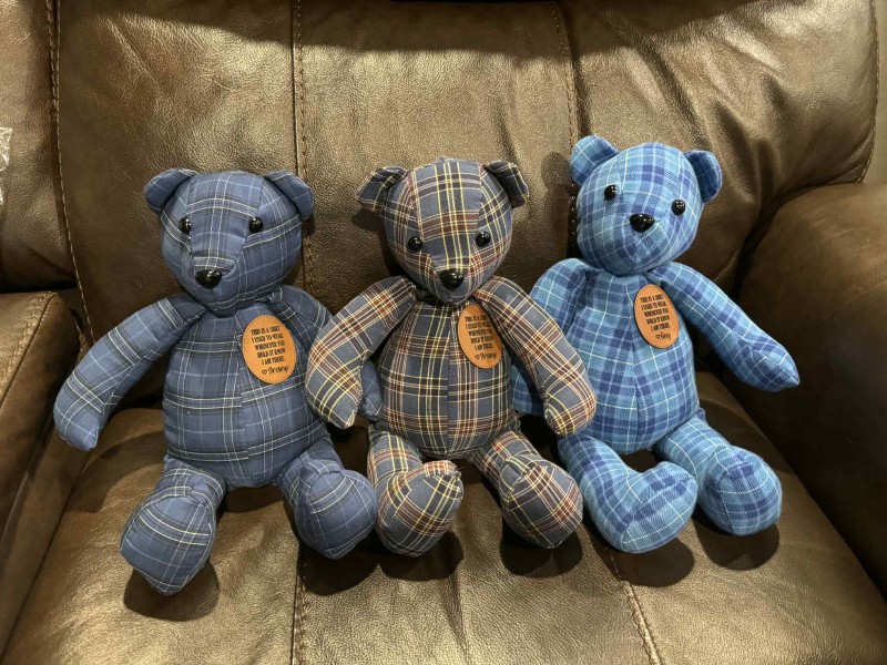 Memory bear, hand sewn from your clothing, loss of loved one’s memory, 15” handmade bear - Image 14