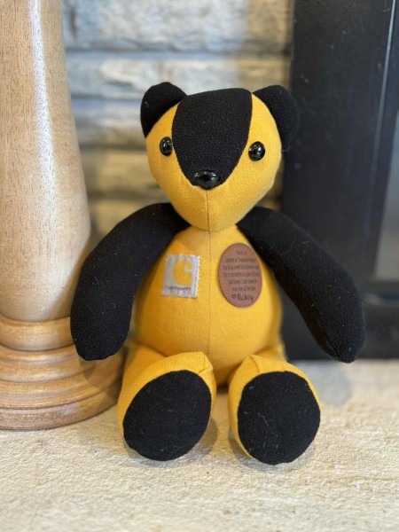Memory bear, hand sewn from your clothing, loss of loved one’s memory, 15” handmade bear - Image 19