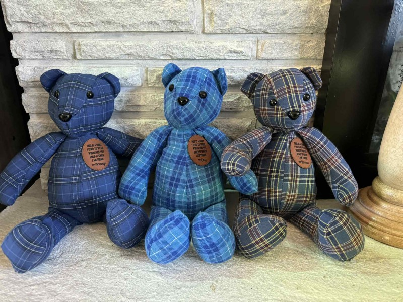 Memory bear, hand sewn from your clothing, loss of loved one’s memory, 15” handmade bear - Image 27