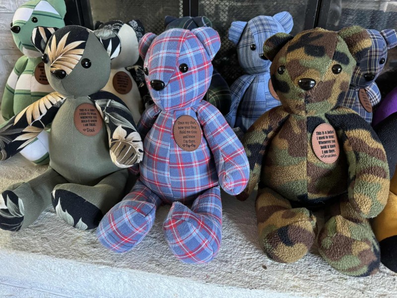 Memory bear, hand sewn from your clothing, loss of loved one’s memory, 15” handmade bear - Image 5