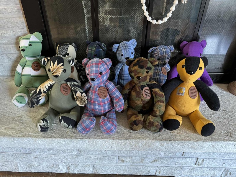 Memory bear, hand sewn from your clothing, loss of loved one’s memory, 15” handmade bear - Image 2