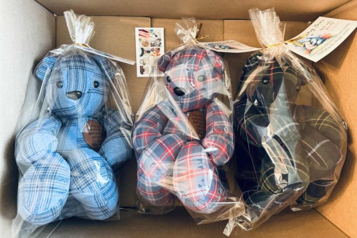 Memory bear, hand sewn from your clothing, loss of loved one’s memory, 15” handmade bear - Image 26