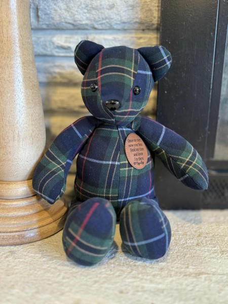 Memory bear, hand sewn from your clothing, loss of loved one’s memory, 15” handmade bear - Image 21