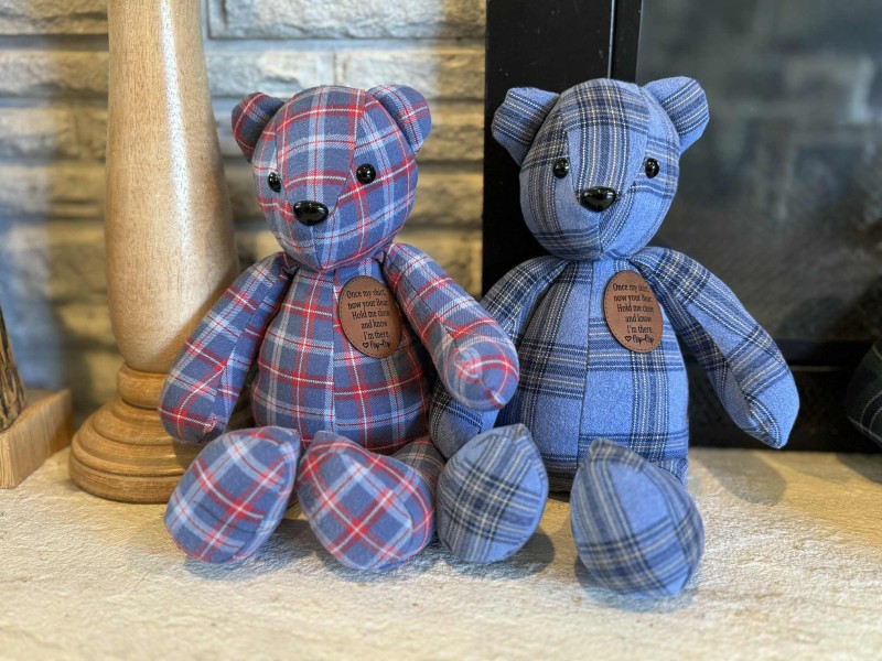 Memory bear, hand sewn from your clothing, loss of loved one’s memory, 15” handmade bear - Image 15