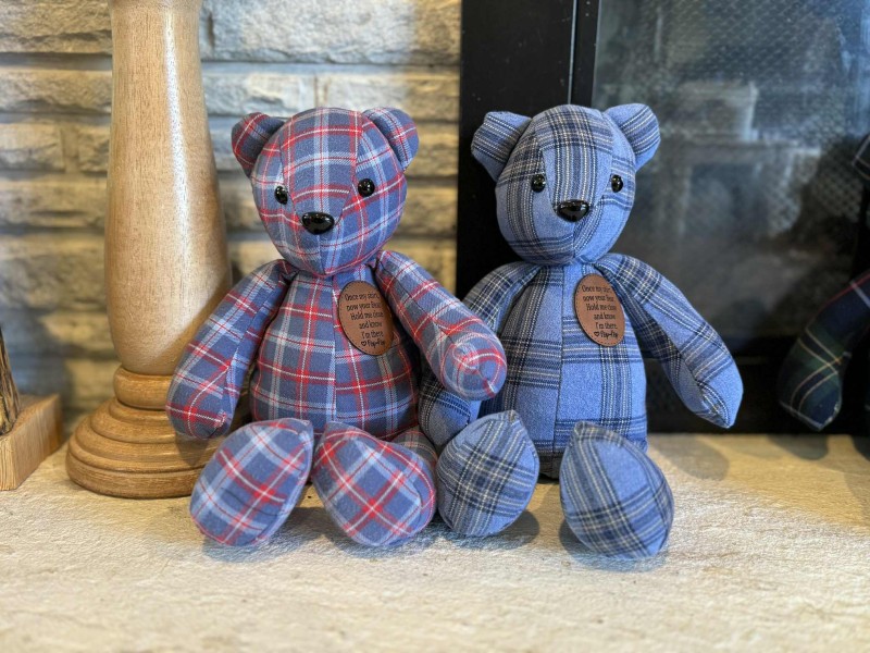 Memory bear, hand sewn from your clothing, loss of loved one’s memory, 15” handmade bear - Image 16