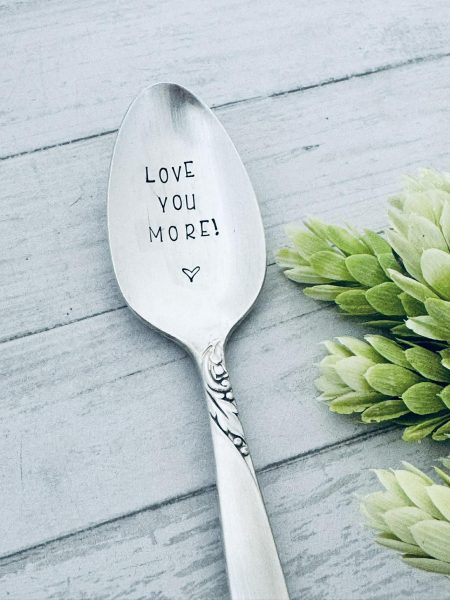vintage spoon CUSTOM STAMPING - hand stamped silverware vintage spoon message - reused - up cycled - stamped with your wording or name - Image 4
