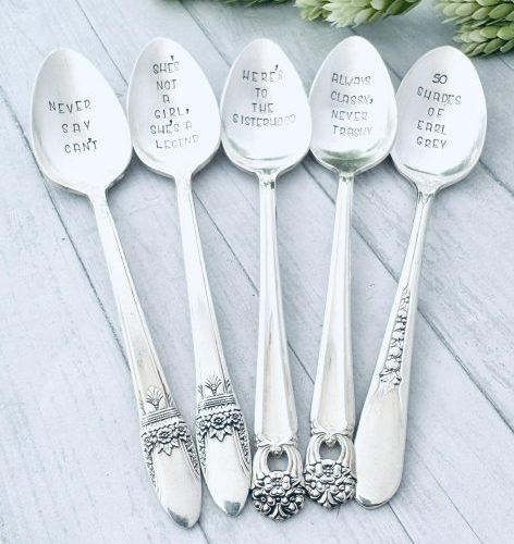 vintage spoon CUSTOM STAMPING -  hand stamped  silverware vintage spoon message - reused - up cycled - stamped with your wording or name