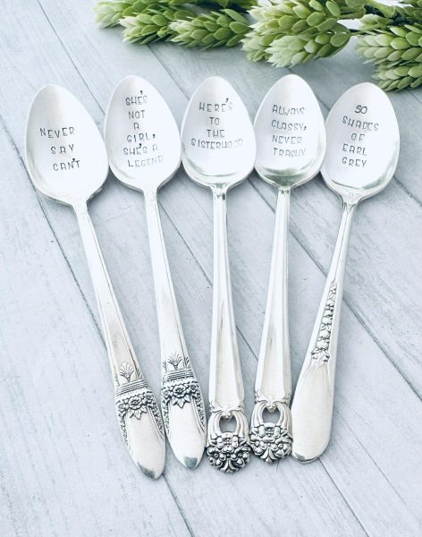 vintage spoon CUSTOM STAMPING - hand stamped silverware vintage spoon message - reused - up cycled - stamped with your wording or name