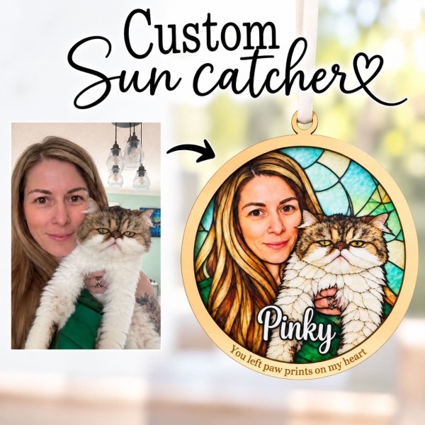 Custom Pet Stained Glass Suncatcher from Photo | Personalized Pet Memorial Gift | Dog Cat Keepsake | Rainbow Bridge Gift | Any Pet - Image 5