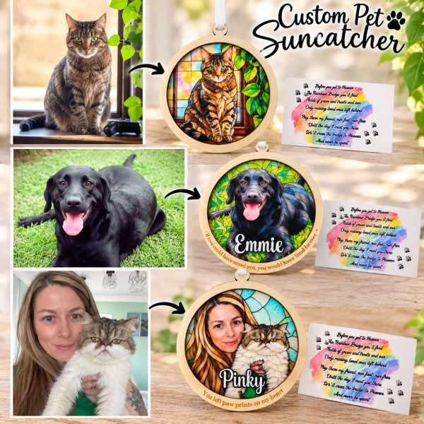Custom Pet Stained Glass Suncatcher from Photo | Personalized Pet Memorial Gift | Dog Cat Keepsake | Rainbow Bridge Gift | Any Pet - Image 20