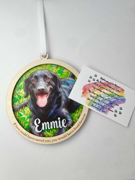 Custom Pet Stained Glass Suncatcher from Photo | Personalized Pet Memorial Gift | Dog Cat Keepsake | Rainbow Bridge Gift | Any Pet - Image 9