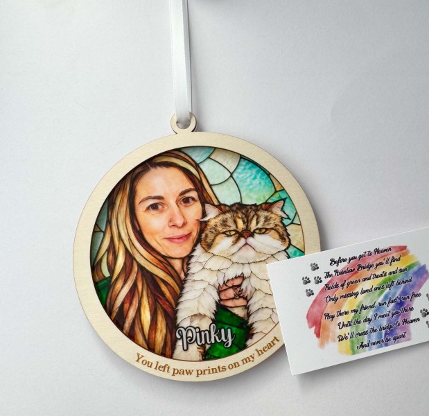 Custom Pet Stained Glass Suncatcher from Photo | Personalized Pet Memorial Gift | Dog Cat Keepsake | Rainbow Bridge Gift | Any Pet - Image 15