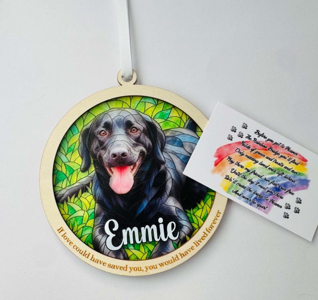 Custom Pet Stained Glass Suncatcher from Photo | Personalized Pet Memorial Gift | Dog Cat Keepsake | Rainbow Bridge Gift | Any Pet - Image 8