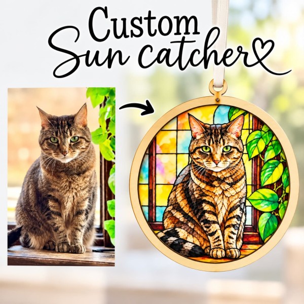 Custom Pet Stained Glass Suncatcher from Photo | Personalized Pet Memorial Gift | Dog Cat Keepsake | Rainbow Bridge Gift | Any Pet - Image 4