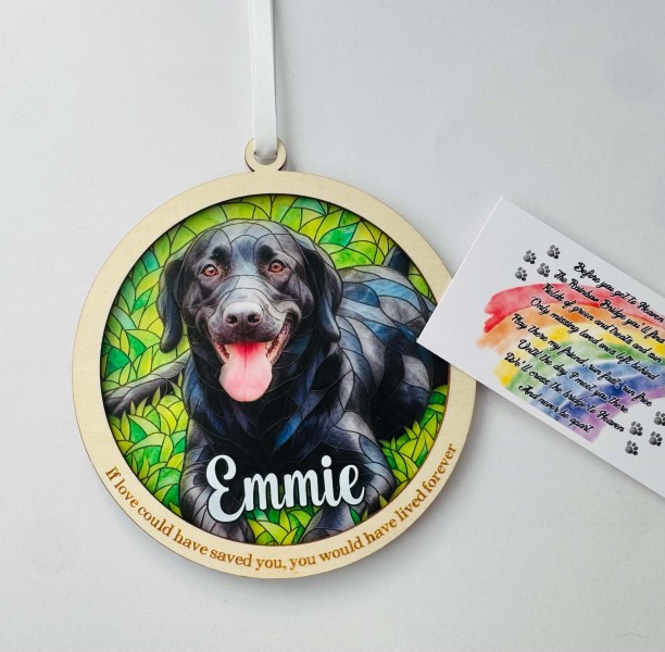 Custom Pet Stained Glass Suncatcher from Photo | Personalized Pet Memorial Gift | Dog Cat Keepsake | Rainbow Bridge Gift | Any Pet - Image 12