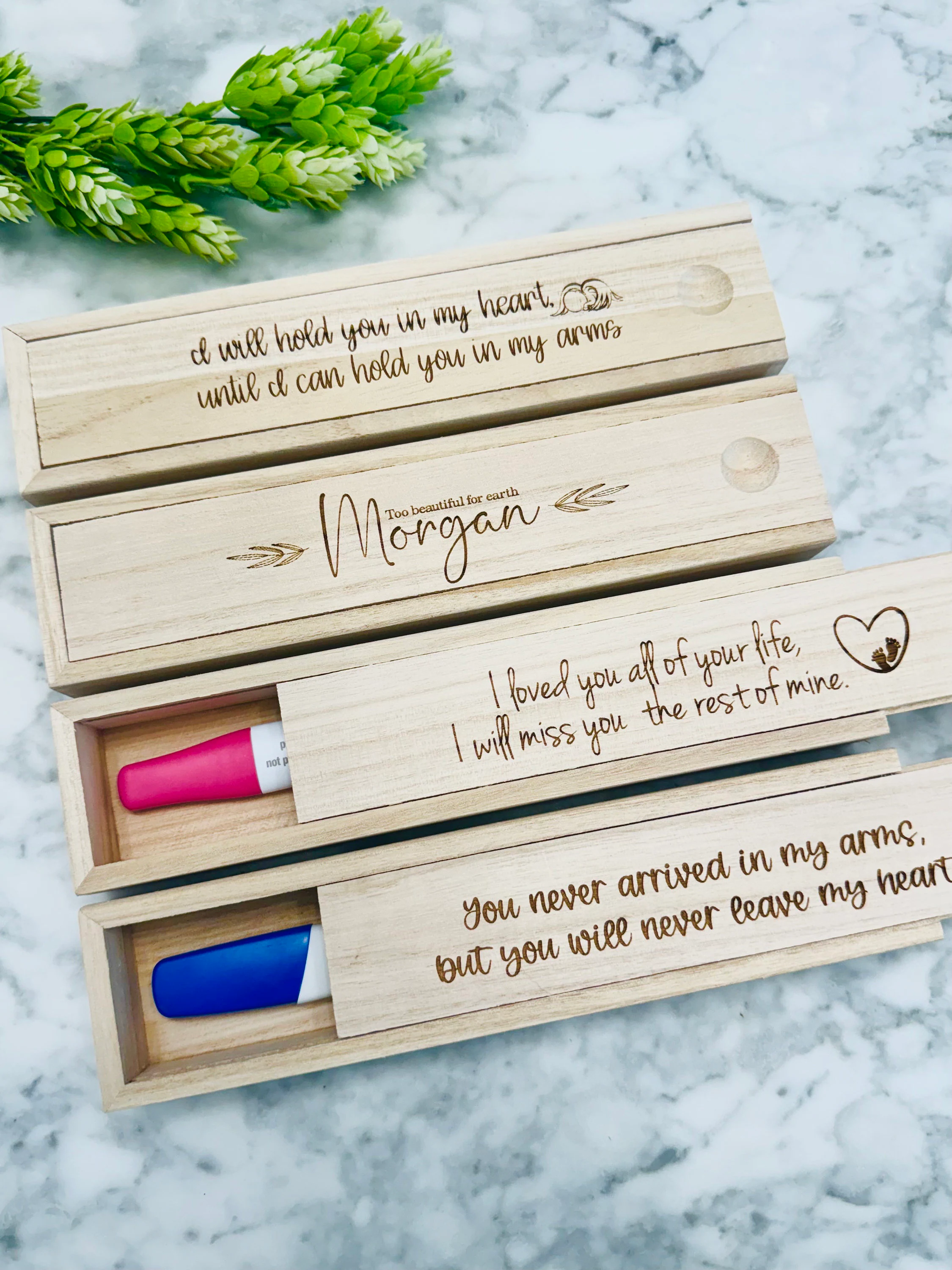 Baby loss keepsake box, miscarriage baby, memorial miscarriage, remembrance infant loss engraved pregnancy test box, test keepsake box - Image 3